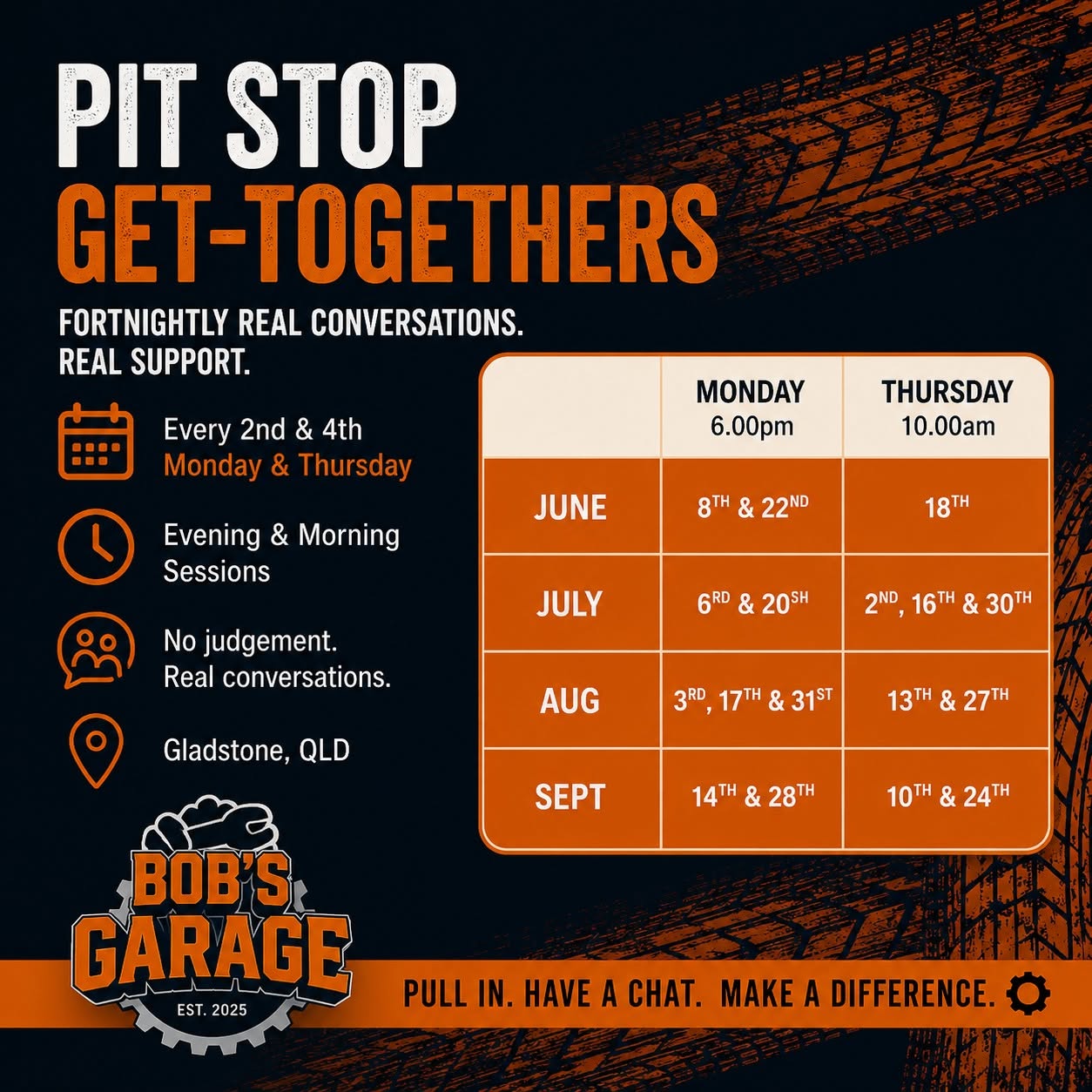 Bob’s Garage “Pit Stop”: Men’s Talking Circles